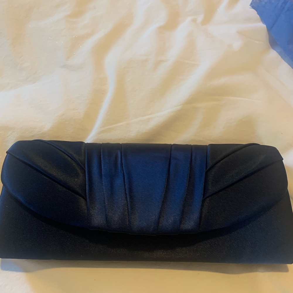 Navy  satin evening bag